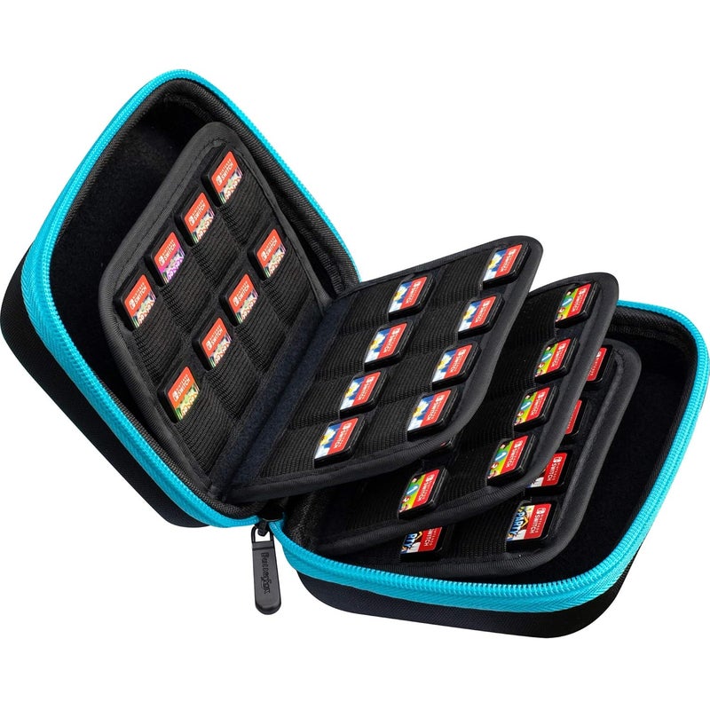 ButterFox 64 Switch Game Case for Nintendo Switch, Switch Game Card Storage Holder or SD Memory Card Case (64 Black/Blue) - Image 1
